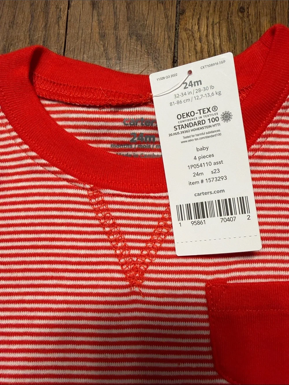 Carter's Red & Navy Striped Baby Onesie Duo